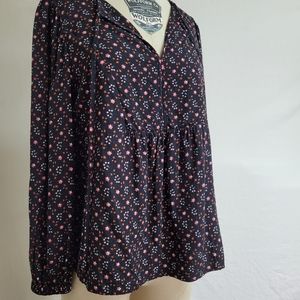 Black floral peasant blouse, work top